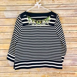 J. Crew Collection Paillette Necklace Striped Top